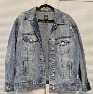 Distressed Denim Jacket - Oversized